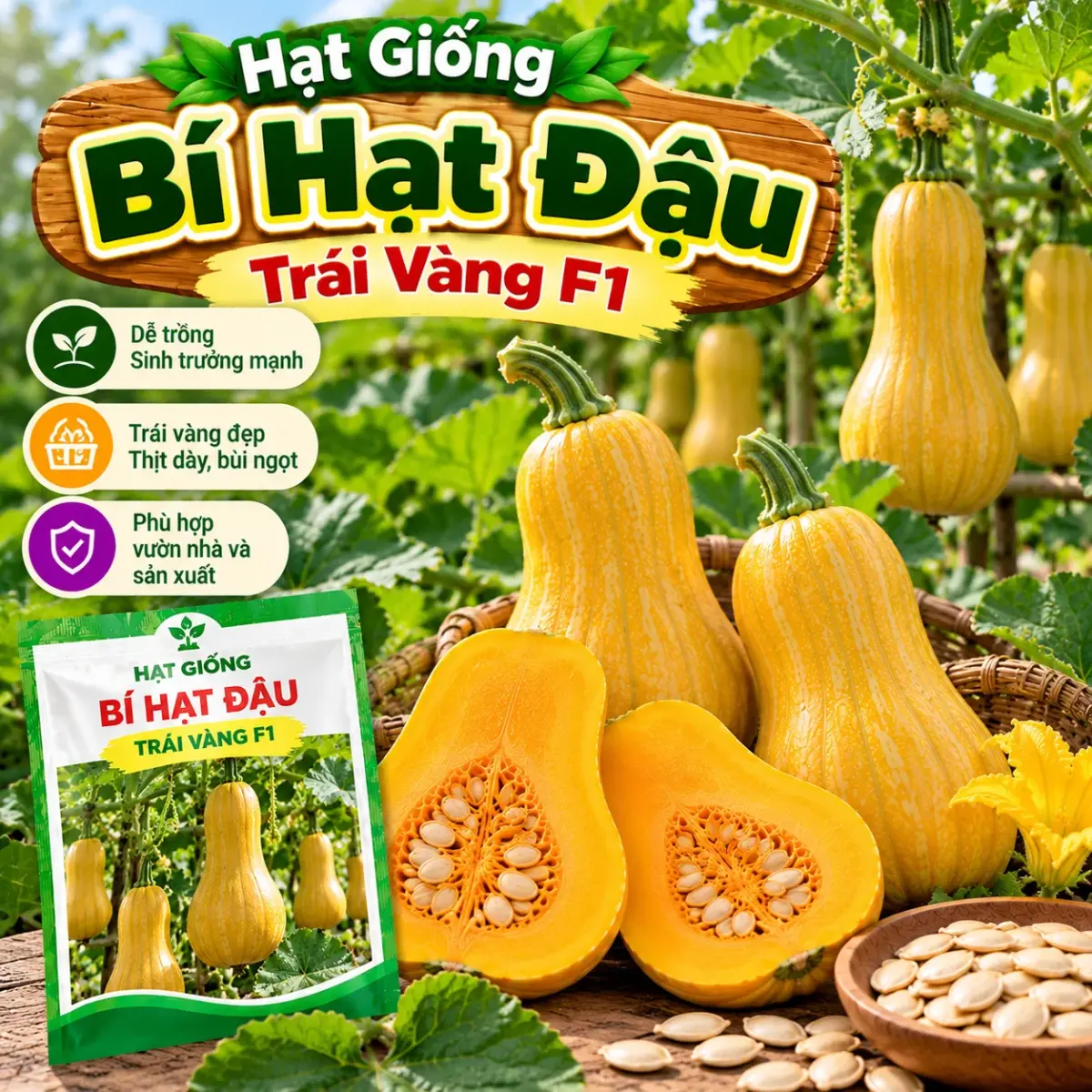 Bí Hạt Đậu Trái Vàng F1